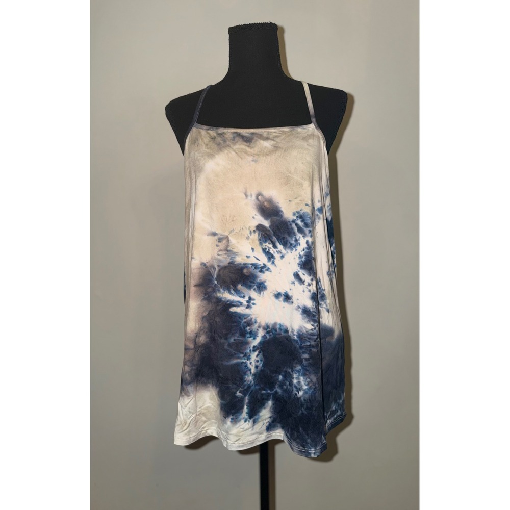 Ragdoll Velvet Tie Dye Camisole Tank Top Navy Blue and White Plus Size XL 1X